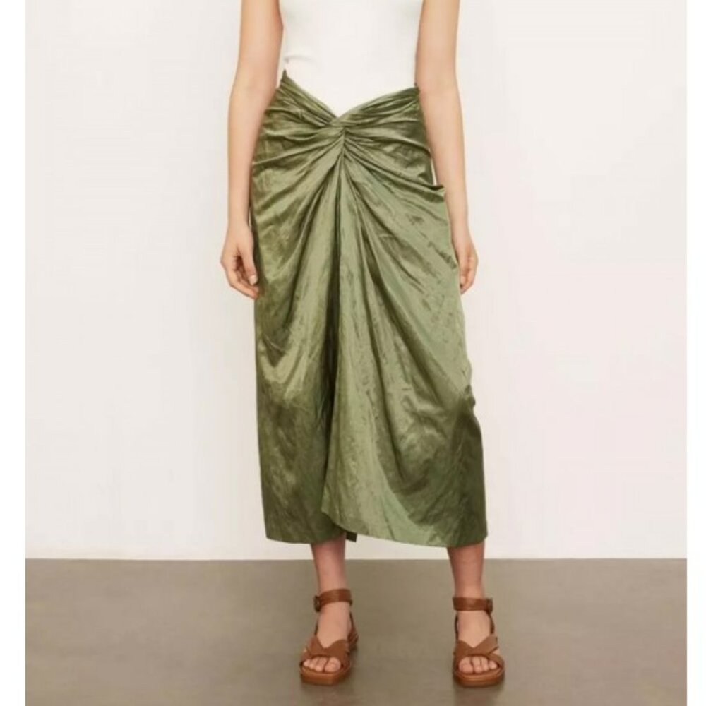 NWT Vince Twist Front Olive Green Midi Skirt - Size 10